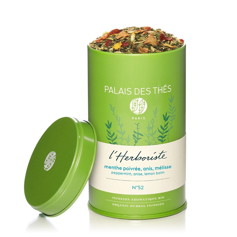 PALAIS DES THÉS - ORGANIC PEPPERMINT ANISE LEMON BALM HERBAL TEA (1.9 OZ TIN, L'HERBORISTE N° 52)