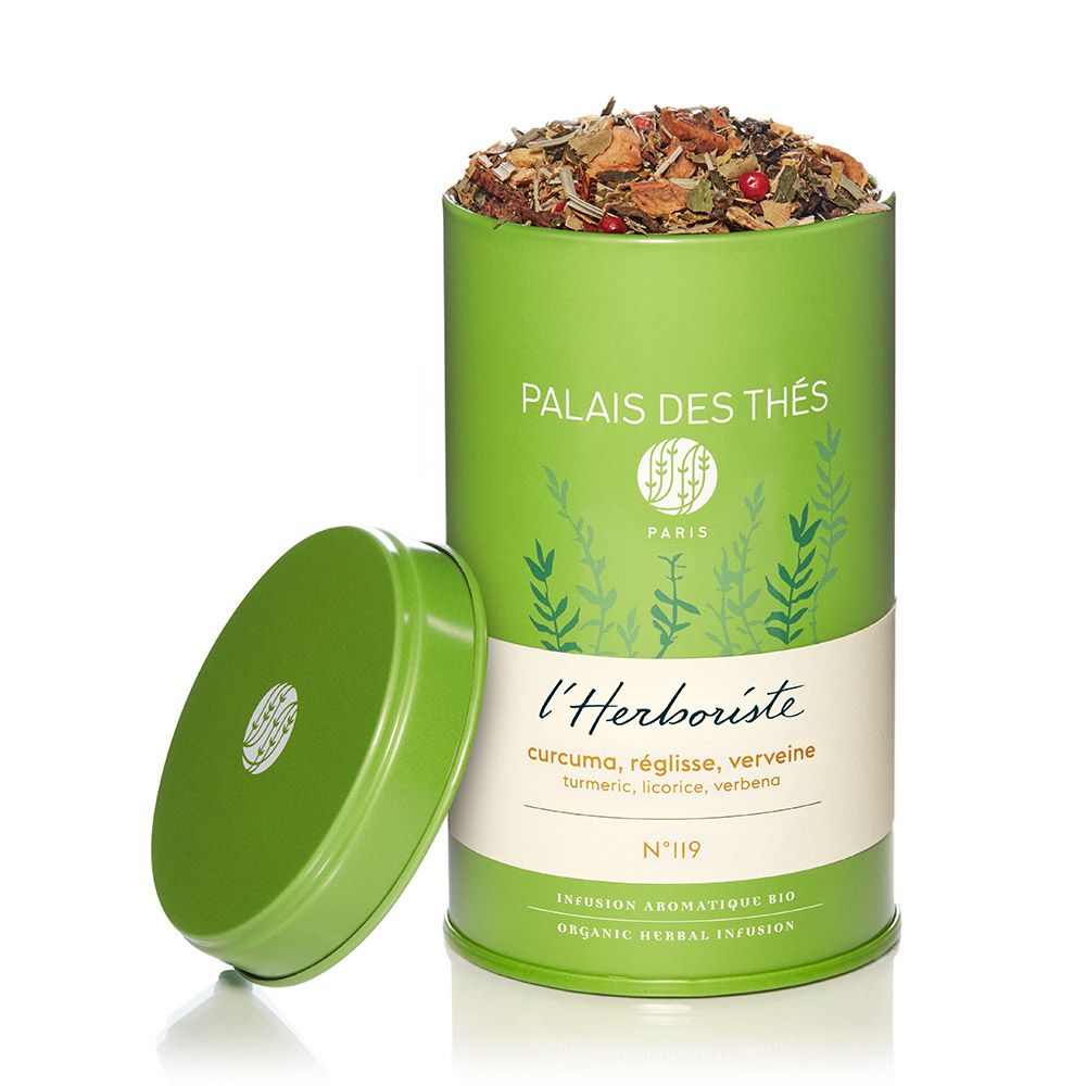 PALAIS DES THÉS - ORGANIC TURMERIC LICORICE VERBENA HERBAL TEA (3.2 OZ TIN, L'HERBORISTE N° 119)