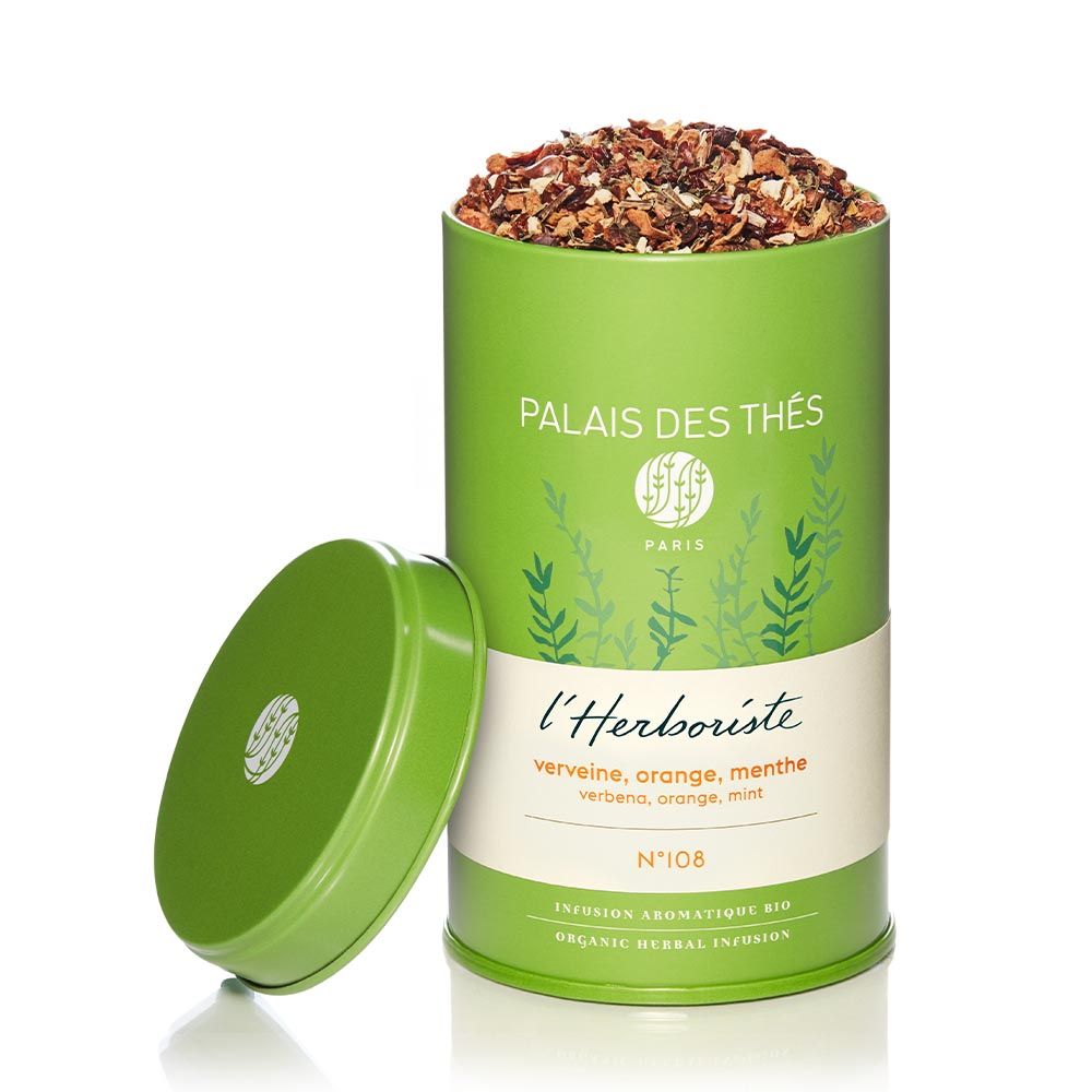 PALAIS DES THÉS - ORGANIC VERBENA ORANGE MINT HERBAL TEA (4.6 OZ TIN, L'HERBORISTE N° 108)