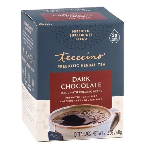 TEECCINO - DARK CHOCOLATE PREBIOTIC HERBAL TEA (10 TEA BAGS, 2.12 OZ)