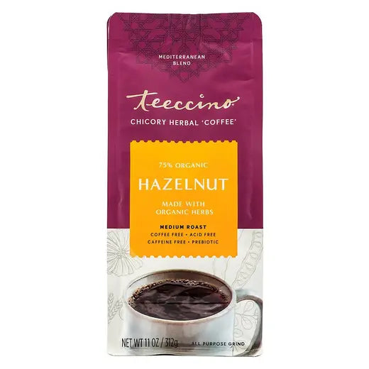 TEECCINO - HAZELNUT MEDIUM ROAST HERBAL COFFEE(11 OZ BAG)