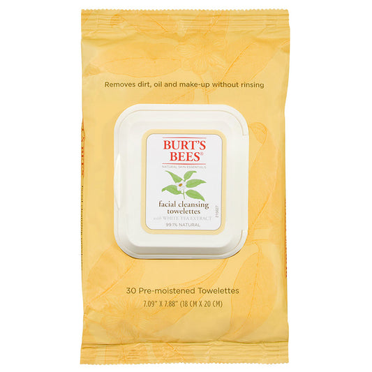 BURT'S BEES FACIAL CLEANSING TOWELETTES WITH WHITE TEA EXTRACT (30 COUNT)