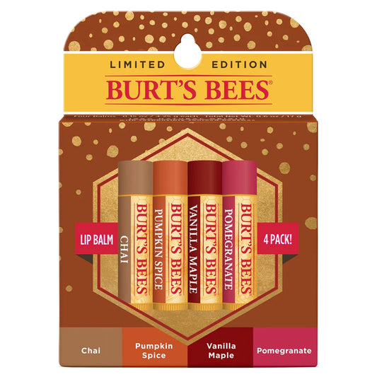 BURT'S BEES FALL 4 PACK (Chai, Pumpkin Spice, Vanilla Maple, Pomegranate)