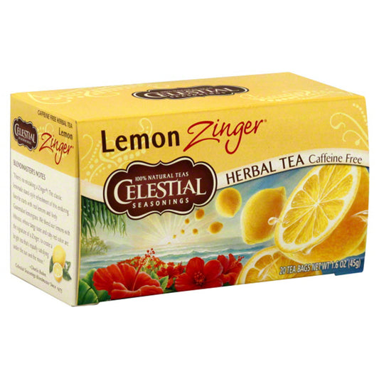 CELESTIAL SEASONINGS - LEMON ZINGER HERBAL TEA (20 TEA BAGS, 1.6 OZ)