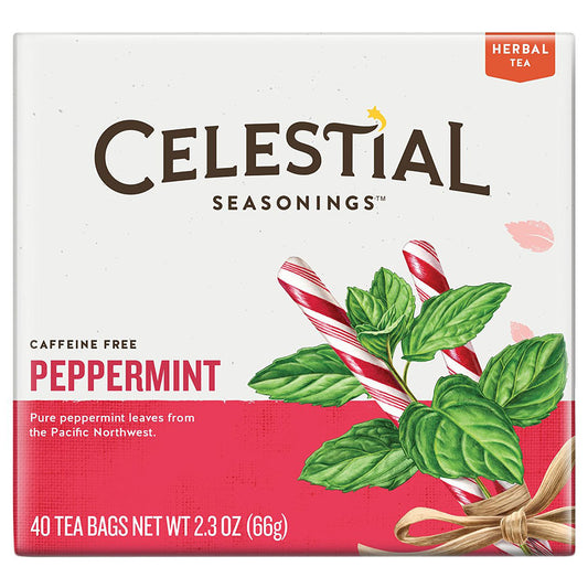 CELESTIAL SEASONINGS - PEPPERMINT HERBAL TEA (40 TEA BAGS, 2.3 OZ)