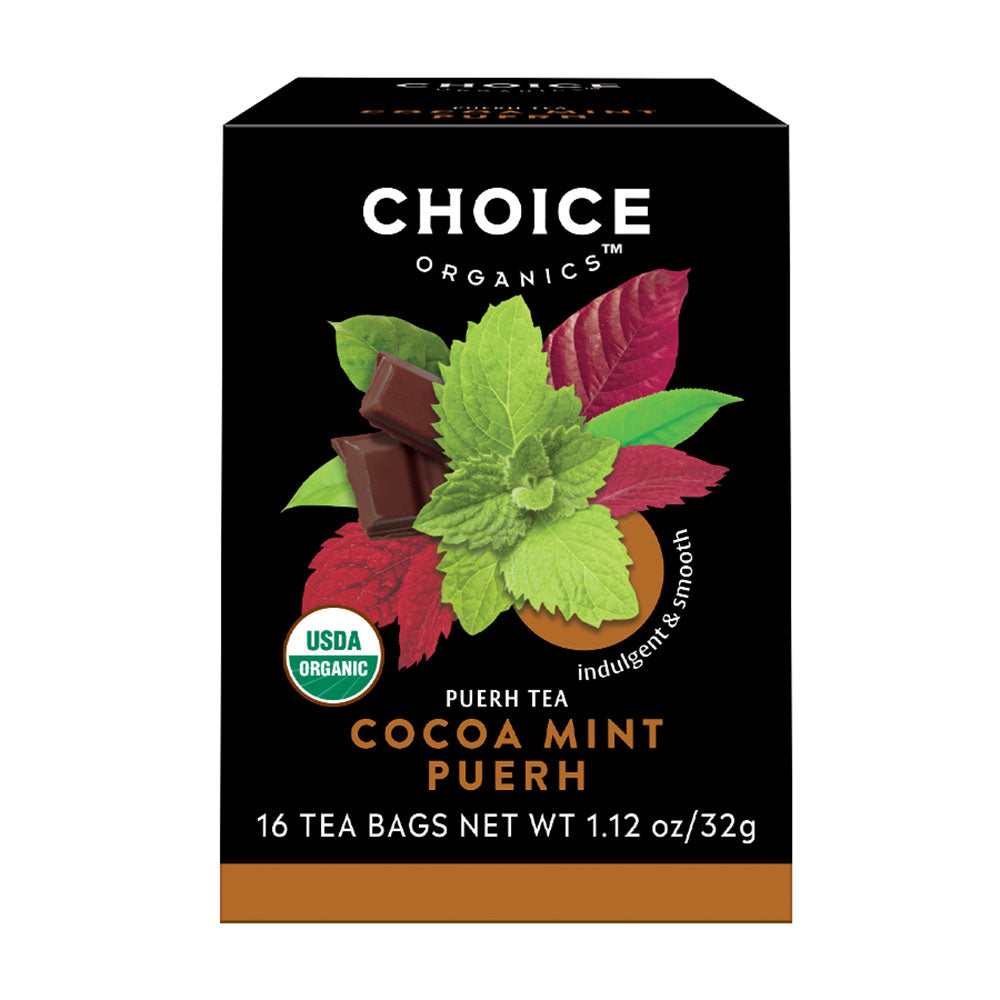 CHOICE TEA - COCOA MINT PUERH TEA (16 TEA BAGS, 1.12 OZ)