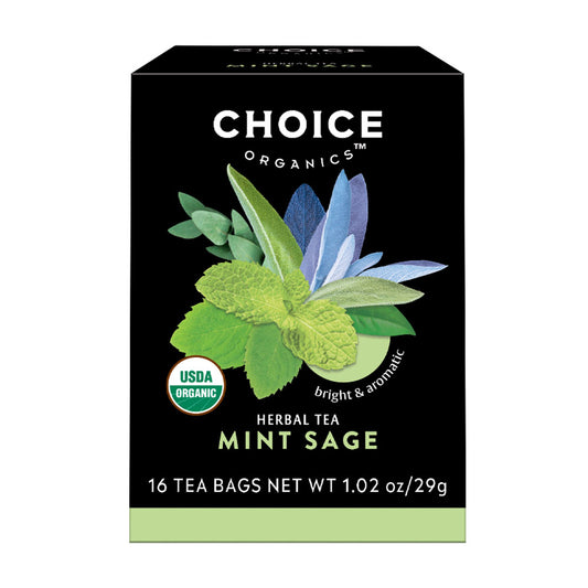 CHOICE TEA - MINT SAGE HERBAL TEA (16 TEA BAGS, 1.02 OZ)