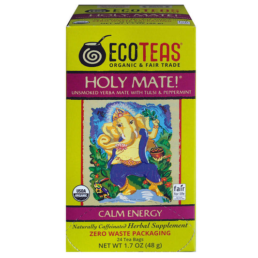 ECOTEAS - HOLY MATE! UNSMOKED YERBA MATE TEA WITH TULSI (24 TEA BAGS, 1.7 OZ)