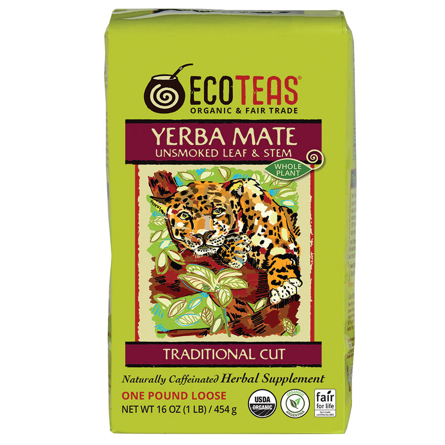 ECOTEAS - UNSMOKED LEAF & STEM YERBA MATE LOOSE LEAF TEA (1 LB. BAG)