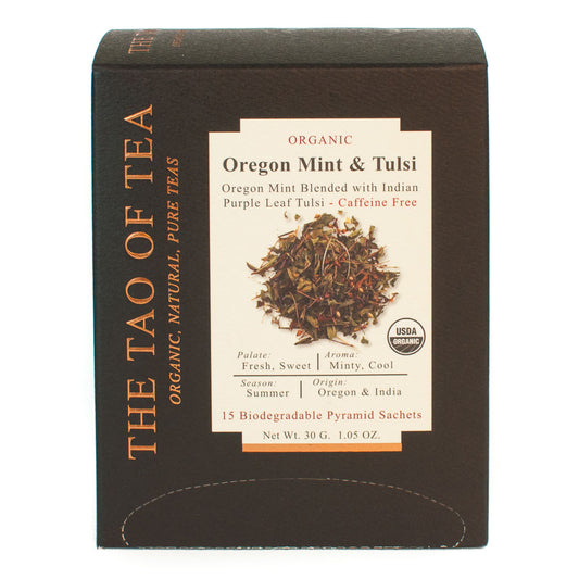 THE TAO OF TEA - OREGON MINT & TULSI TEA (15 PYRAMID SACHETS, 1.05 OZ)