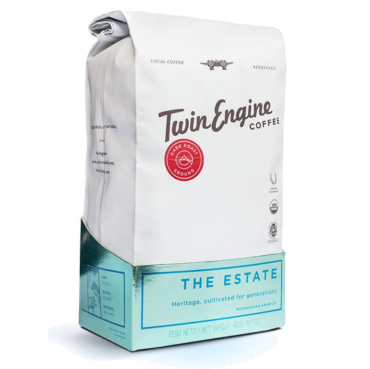 TWIN ENGINE COFFEE - ORGANIC ESTATE DARK ROAST COFFEE (14 OZ BAG)