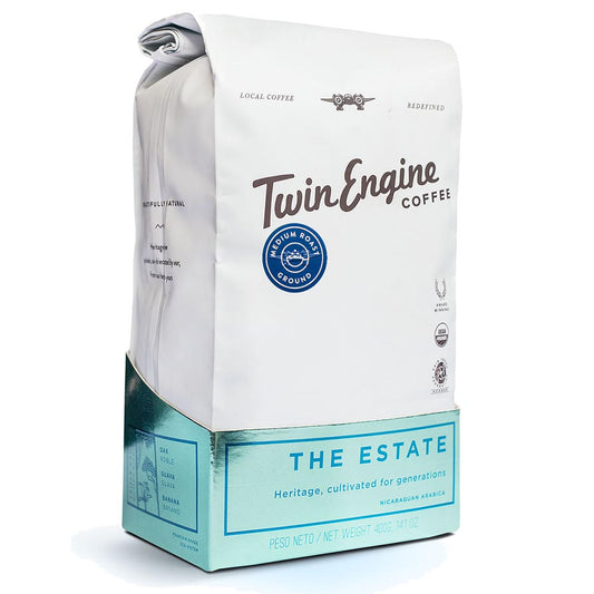 TWIN ENGINE COFFEE - ORGANIC ESTATE MEDIUM ROAST COFFEE (14 OZ BAG)