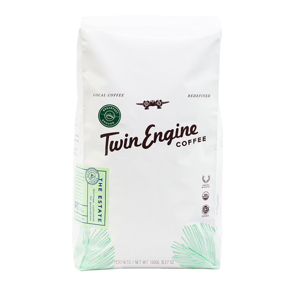 TWIN ENGINE COFFEE - ORGANIC ESTATE BREAKFAST GROUND COFFEE (2.2 LB BAG)