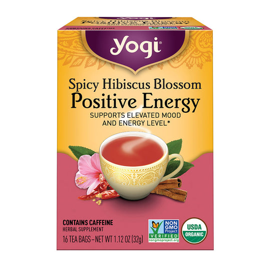 YOGI TEA - SPICY HIBISCUS BLOSSOM POSITIVE ENERGY TEA (16 TEA BAGS, 1.12 OZ)