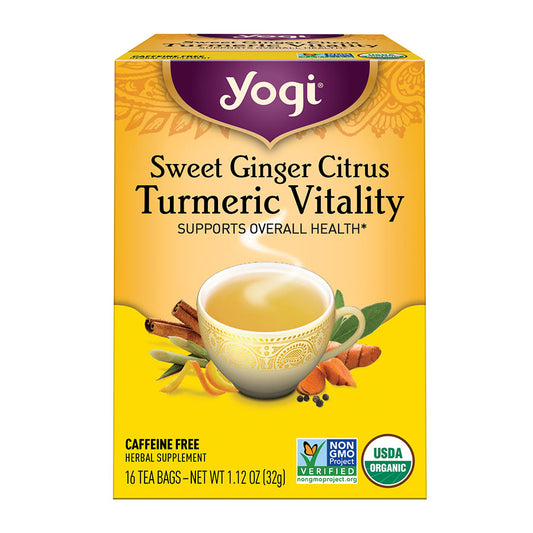 YOGI TEA - SWEET GINGER CITRUS TURMERIC VITALITY HERBAL TEA (16 TEA BAGS, 1.12 OZ)