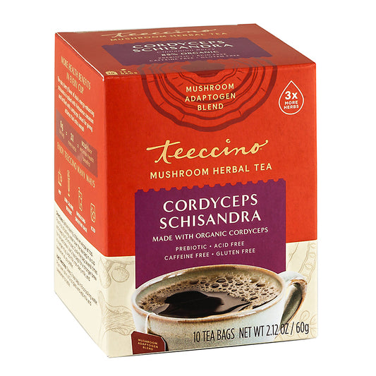 TEECCINO - CORDYSEPS SCHISANDRA MUSHROOM HERBAL TEA (10 TEA BAGS, 2.12 OZ)