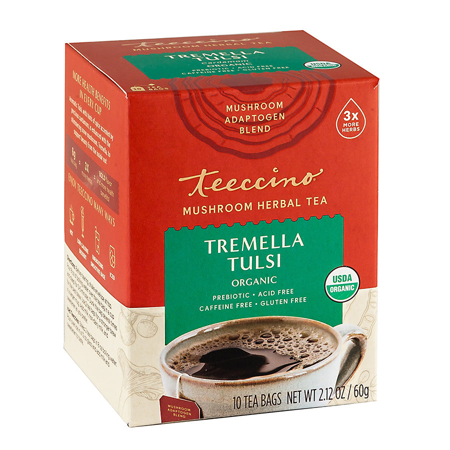 TEECCINO - TREMELLA TULSI MUSHROOM HERBAL TEA (10 TEA BAGS, 2.12 OZ)