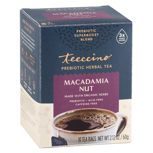 TEECCINO - MACADAMIA NUT PREBIOTIC HERBAL TEA (10 TEA BAGS, 2.12 OZ)