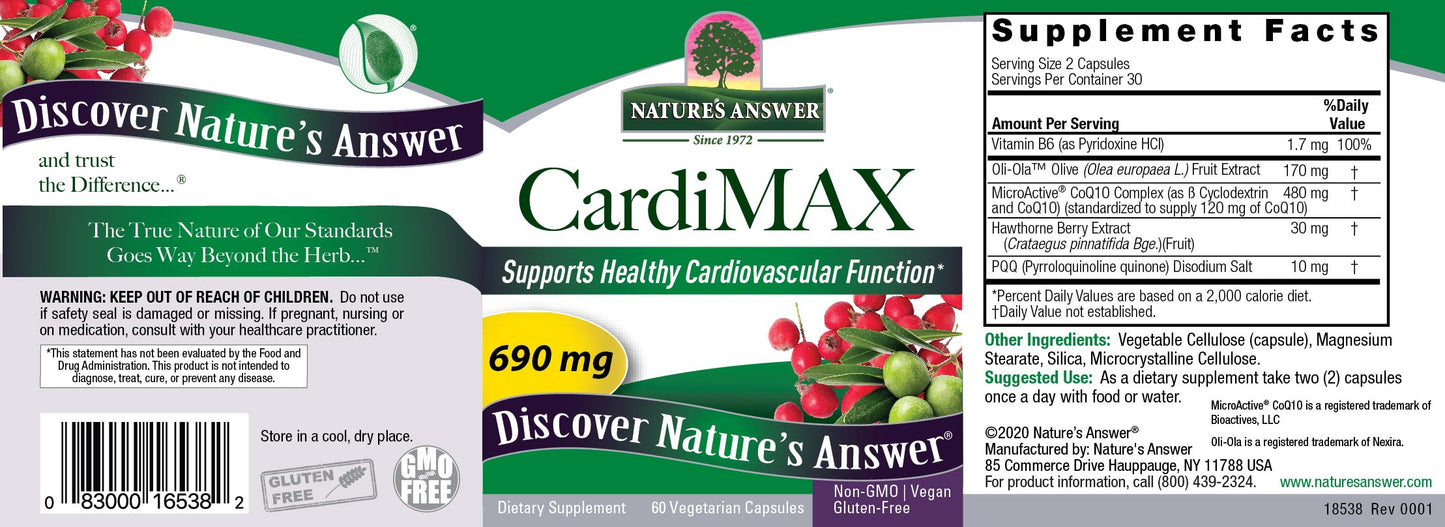 NATURE'S ANSWER - CARDIMAX (60 VEGETARIAN CAPSULES)