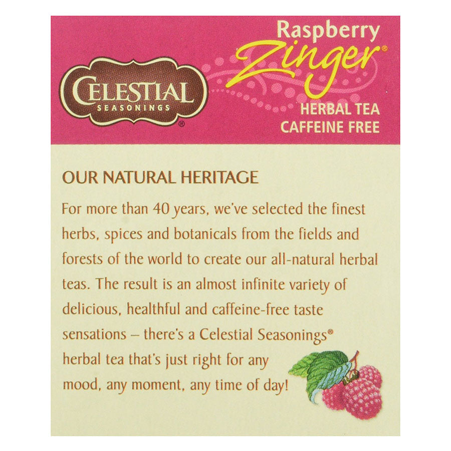 CELESTIAL SEASONINGS - RASPBERRY ZINGER HERBAL TEA (20 TEA BAGS, 1.6 OZ)