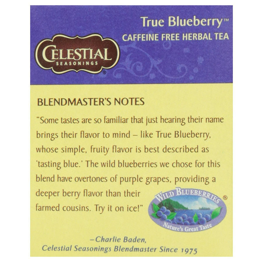 CELESTIAL SEASONINGS - TRUE BLUEBERRY HERBAL TEA (20 TEA BAGS, 1.6 OZ)