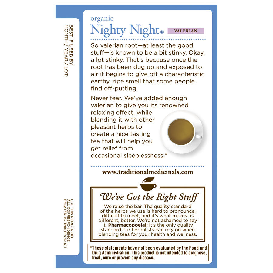 TRADITIONAL MEDICINALS - ORGANIC NIGHTY NIGHT VALERIAN TEA (16 TEA BAGS, 0.85 OZ)