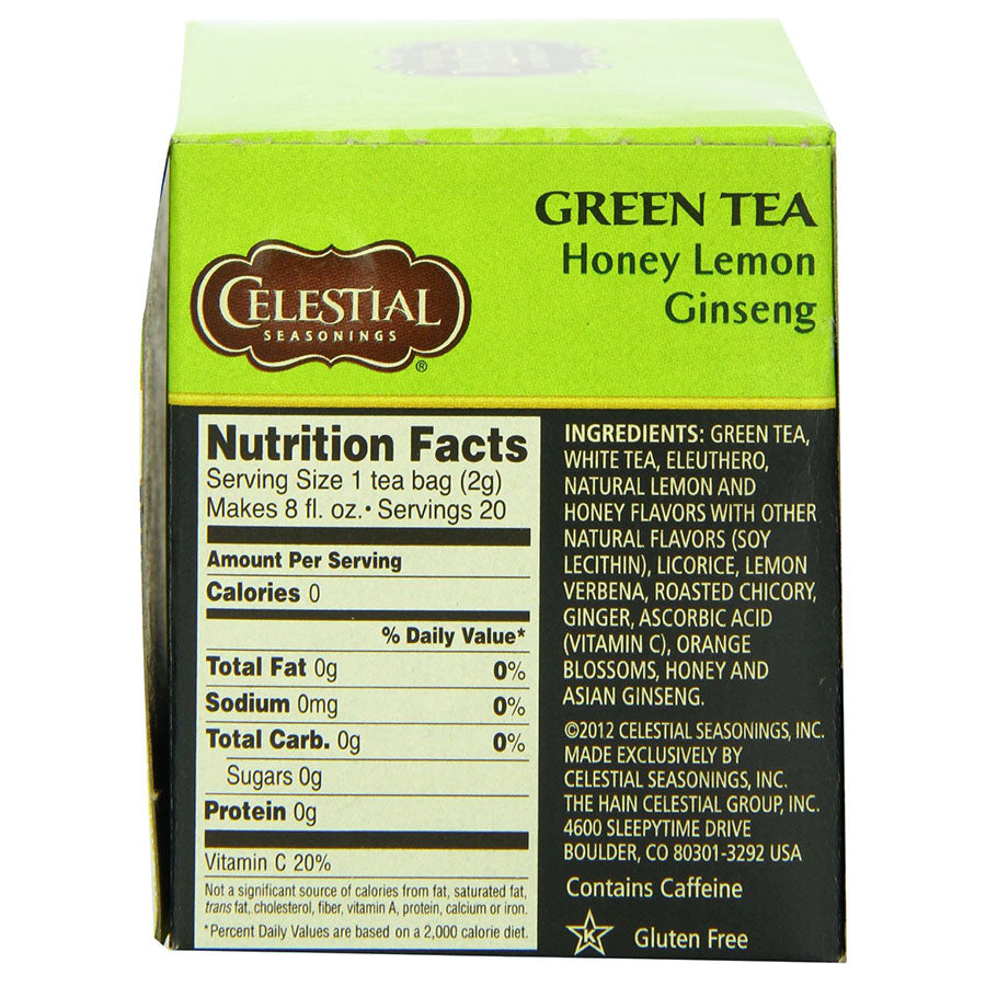 CELESTIAL SEASONINGS - HONEY LEMON GINSENG GREEN TEA (20 TEA BAGS, 1.5 OZ)