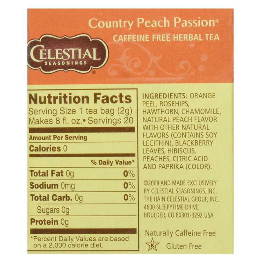 CELESTIAL SEASONINGS - COUNTRY PEACH PASSION HERBAL TEA (20 TEA BAGS, 1.4 OZ)