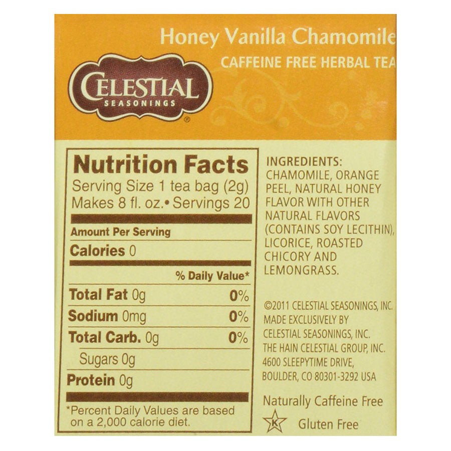 CELESTIAL SEASONINGS - HONEY VANILLA CHAMOMILE HERBAL TEA (20 TEA BAGS, 1.7 OZ)