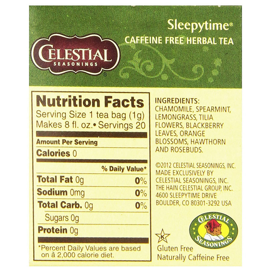 CELESTIAL SEASONINGS - CLASSIC SLEEPYTIME HERBAL TEA (20 TEA BAGS, 1.0 OZ)