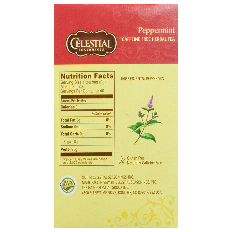 CELESTIAL SEASONINGS - PEPPERMINT HERBAL TEA (40 TEA BAGS, 2.3 OZ)