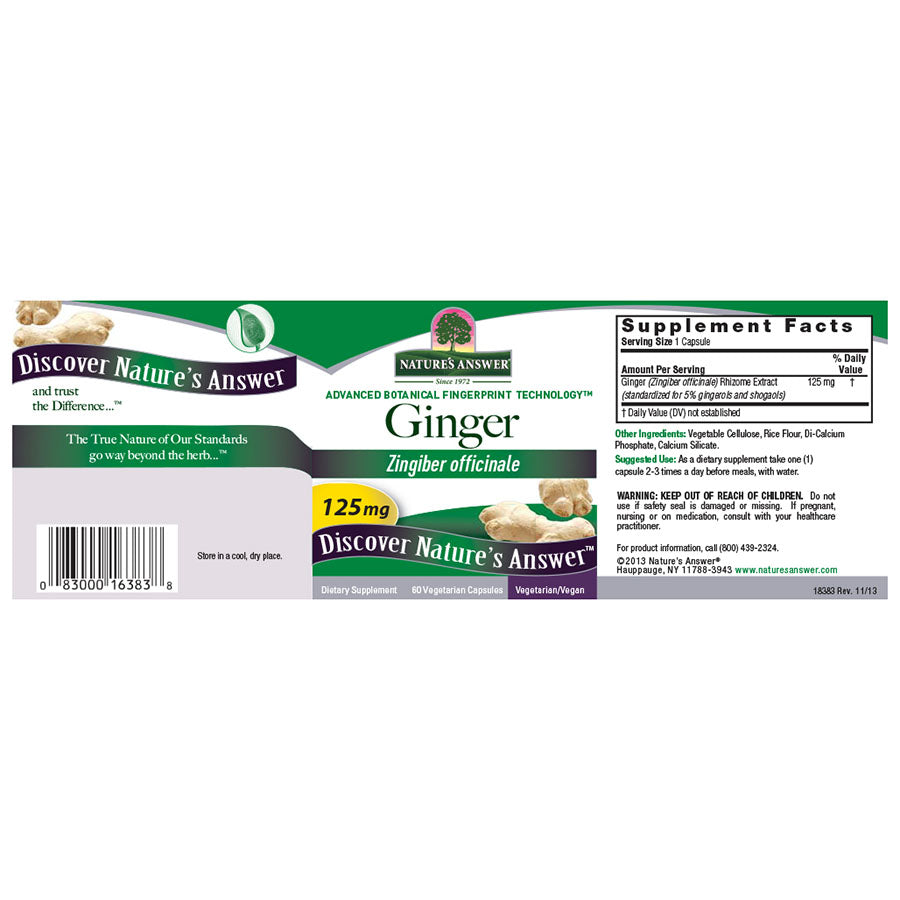 NATURE'S ANSWER - GINGER RHIZOME (60 VEGETARIAN CAPSULES)