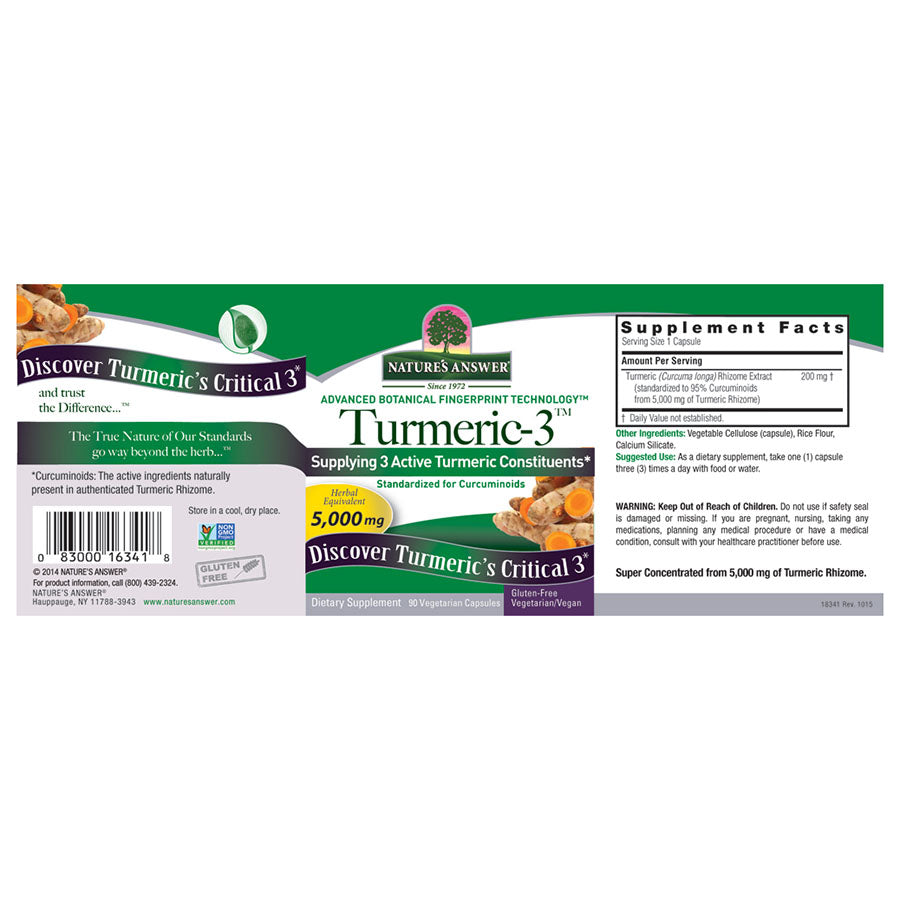 NATURE'S ANSWER - TURMERIC-3 EXTRACT (90 VEGETARIAN CAPSULES)