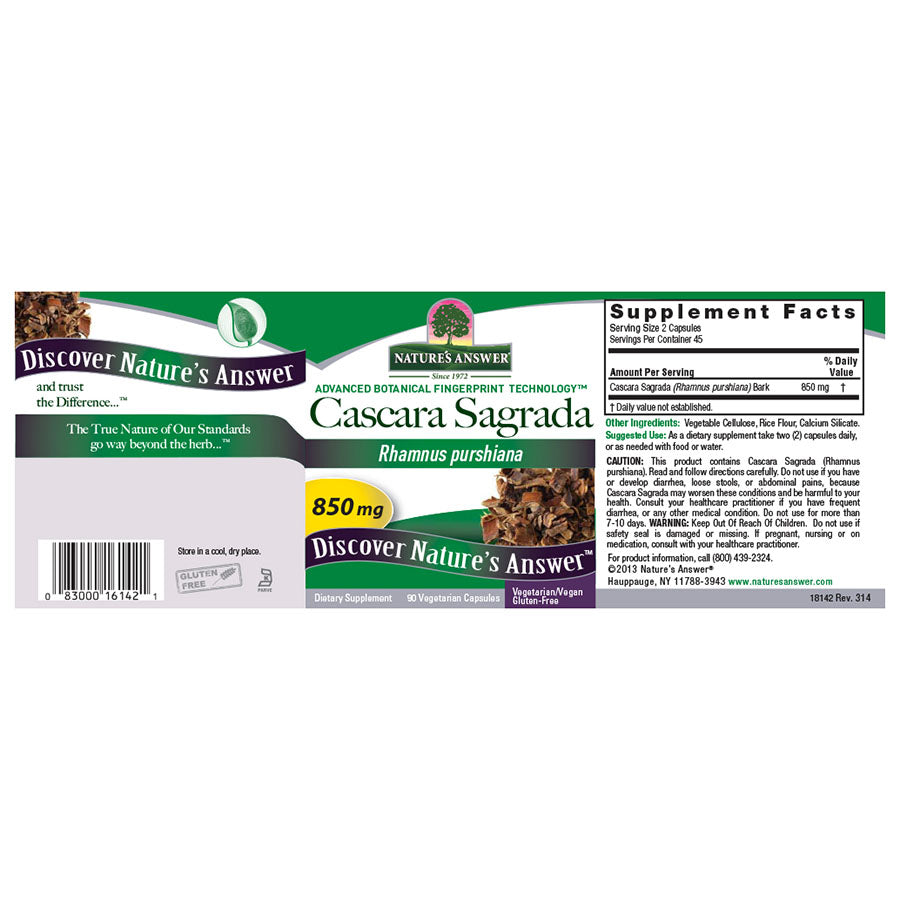 NATURE'S ANSWER - CASCARA SAGRADA BARK (90 CAPSULES)