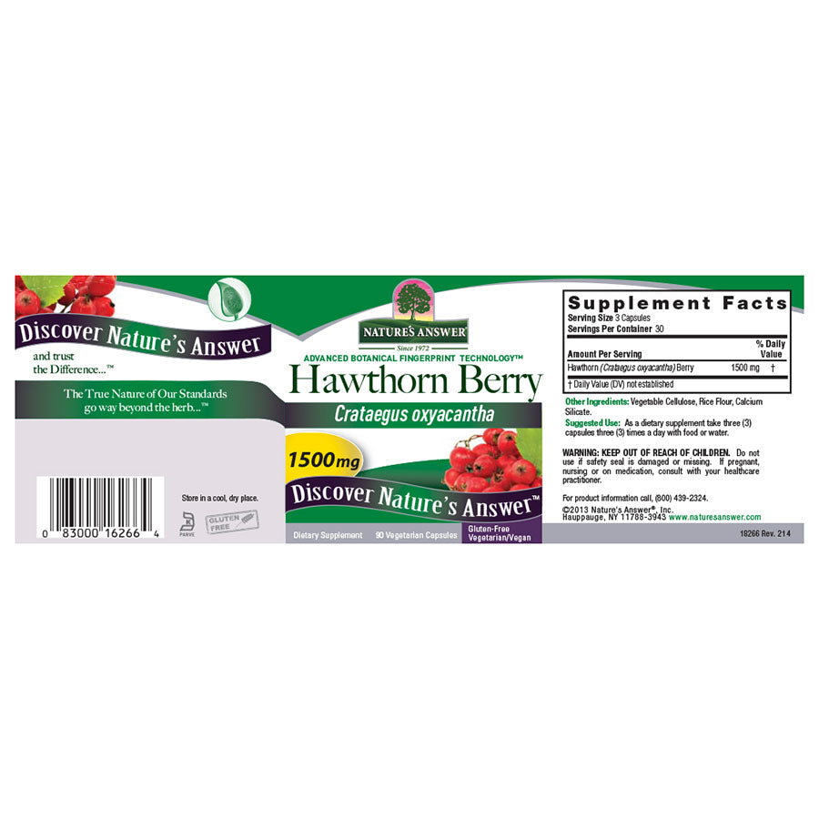 NATURE'S ANSWER - HAWTHORNE BERRY (90 VEGETARIAN CAPSULES)