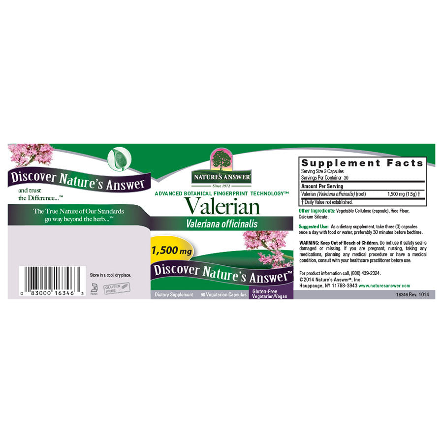 NATURE'S ANSWER - VALERIAN ROOT (90 VEGETARIAN CAPSULES)