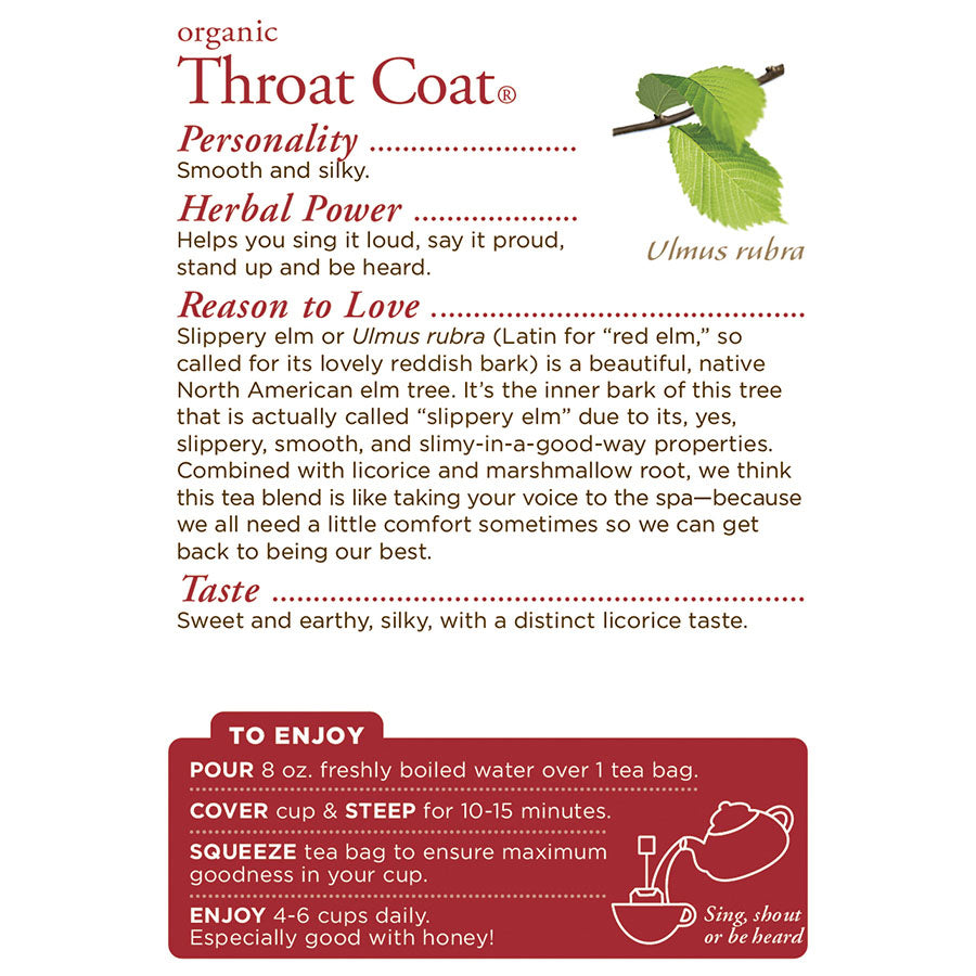 TRADITIONAL MEDICINALS - ORGANIC THROAT COAT TEA (16 TEA BAGS, 1.13 OZ)
