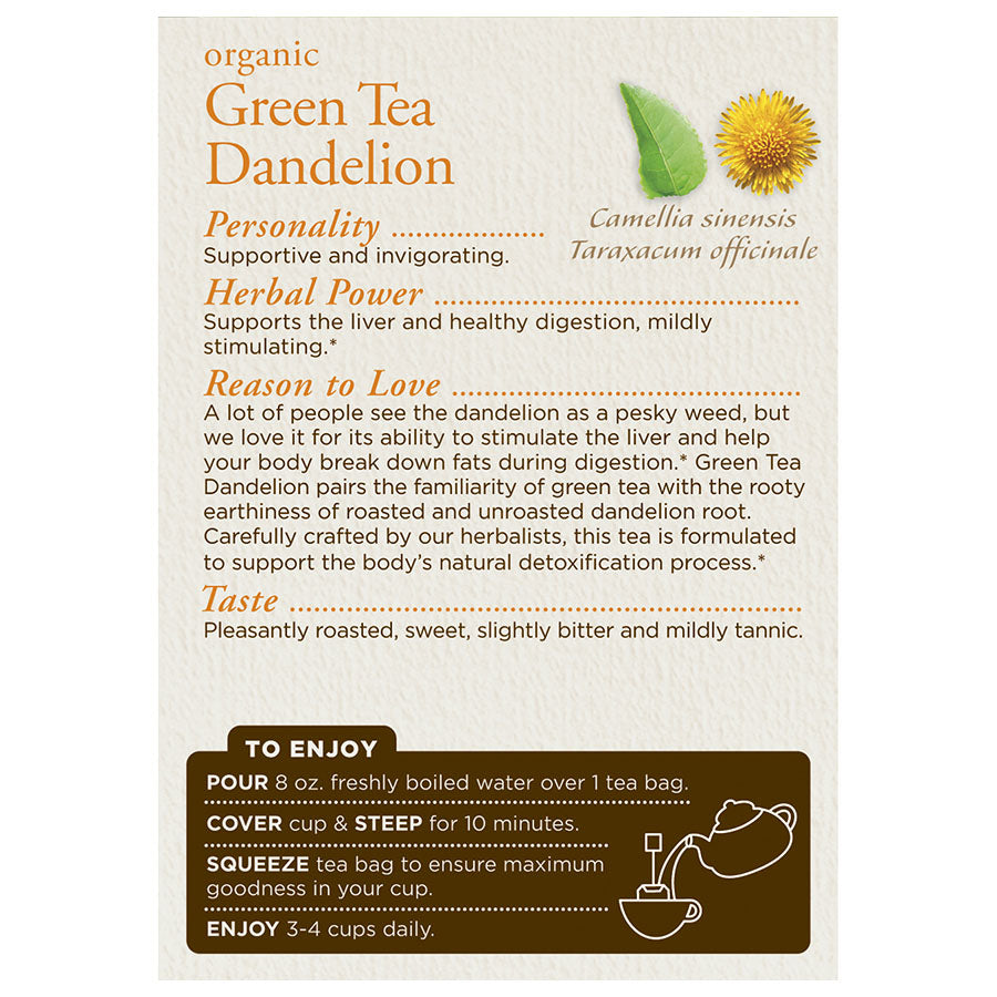 TRADITIONAL MEDICINALS - ORGANIC GREEN DANDELION TEA (16 TEA BAGS, 1.13 OZ)